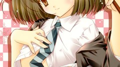 Woman Anime anime girls no bra open shirt erect nipples