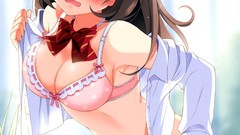 Woman Anime anime girls pantyhose bra cleavage undressing open 