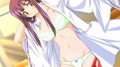 Woman Anime anime girls yellow eyes bra purple hair ecchi 