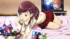 Woman Anime beds skirts lying down teen