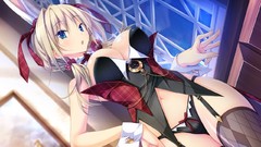 Woman Anime blondes anime girls blue eyes thigh highs huge boobs