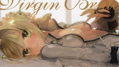 Woman Anime blondes anime girls green eyes lying down ecchi 