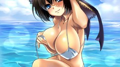 Woman Anime blondes long hair anime girls blue eyes brunettes