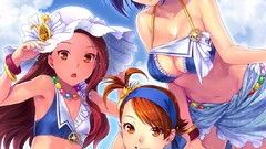 Woman Anime blondes long hair anime girls blue eyes brunettes