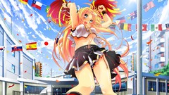 Woman Anime blondes skirts blush long hair anime girls 