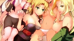 Woman Anime blondes smiling anime girls blue eyes green eyes 