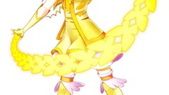 Woman Anime blondes smiling anime girls yellow eyes standing 