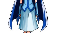 Woman Anime blue hair anime girls blue eyes standing Simple 