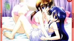 Woman Anime blue hair smiling anime girls blue eyes brunettes 