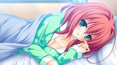 Woman Anime blush big eyes pink hair anime girls blue eyes 