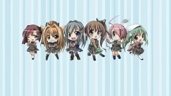 Woman Anime Bones Chibi stripes blondes anime girls blue eyes 