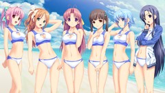 Woman Anime cartoons Beaches anime girls blue eyes bikini