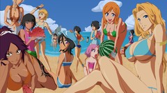 Woman Anime cartoons Beaches anime girls blue eyes bikini