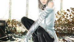 Woman Anime drawings legs stockings blondes anime girls ecchi