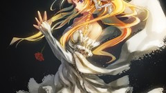 Woman Anime dress blondes anime girls purple eyes standing 