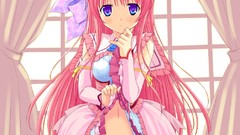 Woman Anime dress Princess Ribbons skirts pink hair anime girls 