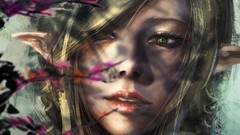 Woman Anime elves faces drawings blondes anime girls artwork