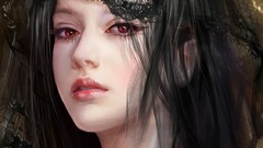 Woman Anime faces drawings anime girls brunettes artwork 