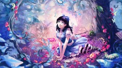 Woman Anime Fairies forests artwork striped legwear