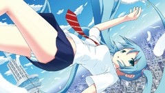 Woman Anime falling legs anime girls uniforms vocaloid