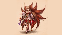 Woman anime girls animal ears tails kitsunemimi