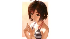 Woman anime girls brunettes short hair idolmaster artwork