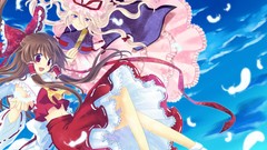 Woman anime girls hakurei reimu touhou yakumo yukari detached 