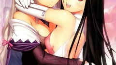 Woman anime girls hugging