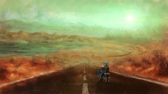 Woman anime girls op-center motorbikes