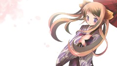 Woman anime girls pigtails Simple Background Japanese clothes