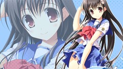 Woman anime girls school uniforms