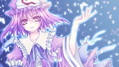 Woman anime girls short hair touhou purple hair