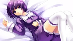 Woman anime girls sound horizon purple hair purple eyes thigh 