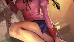 Woman Anime glasses anime girls braids bakemonogatari hanekawa 