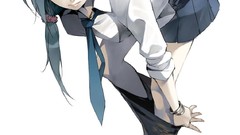 Woman Anime glasses drawings legs uniforms Simple Background 