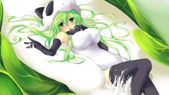 Woman Anime green hair nekomimi