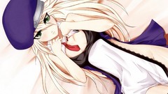 Woman Anime hats blondes anime girls green eyes ecchi cleavage