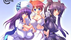 Woman Anime hats red eyes smiling anime girls blue eyes black 