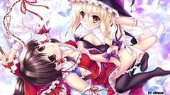 Woman Anime hats socks stockings blondes smiling pink eyes 