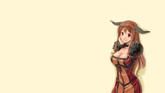 Woman Anime horns red eyes blush long hair anime girls redheads 