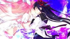Woman Anime kissing anime girls mahou shoujo madoka magica 