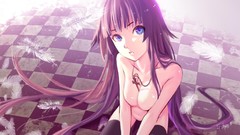 Woman Anime long hair anime girls bakemonogatari senjougahara 