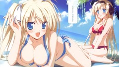 Woman Anime long hair anime girls lingerie blue eyes cleavage 