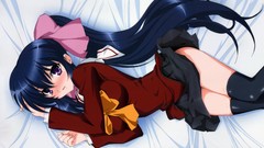 Woman Anime long hair ponytails purple eyes Omamori Himari 