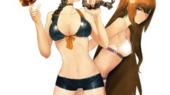 Woman Anime makise kurisu steins gate boobs Simple Background 