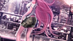 Woman Anime Manga drawings pink hair cities long hair anime 