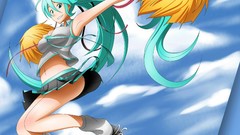 Woman Anime Manga hatsune miku vocaloid cheerleaders knees 