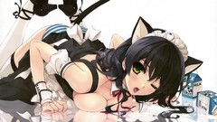 Woman Anime milk tongue anime girls licking yellow eyes misaki 