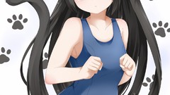 Woman Anime red eyes anime girls black hair nekomimi ecchi 