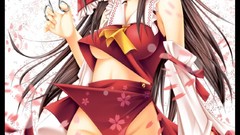 Woman Anime red eyes anime girls brunettes hakurei reimu touhou 